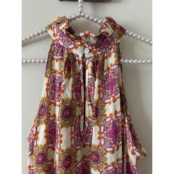 NWT Christian Siriano Womens Size S Pink Floral Sleeveless Blouse Ruffle Neck - Picture 4 of 6